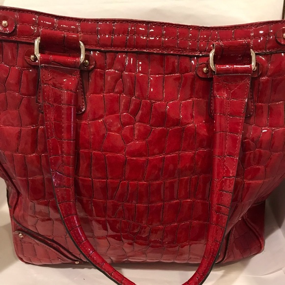 Red Alligator Print Tote - Picture 1 of 3